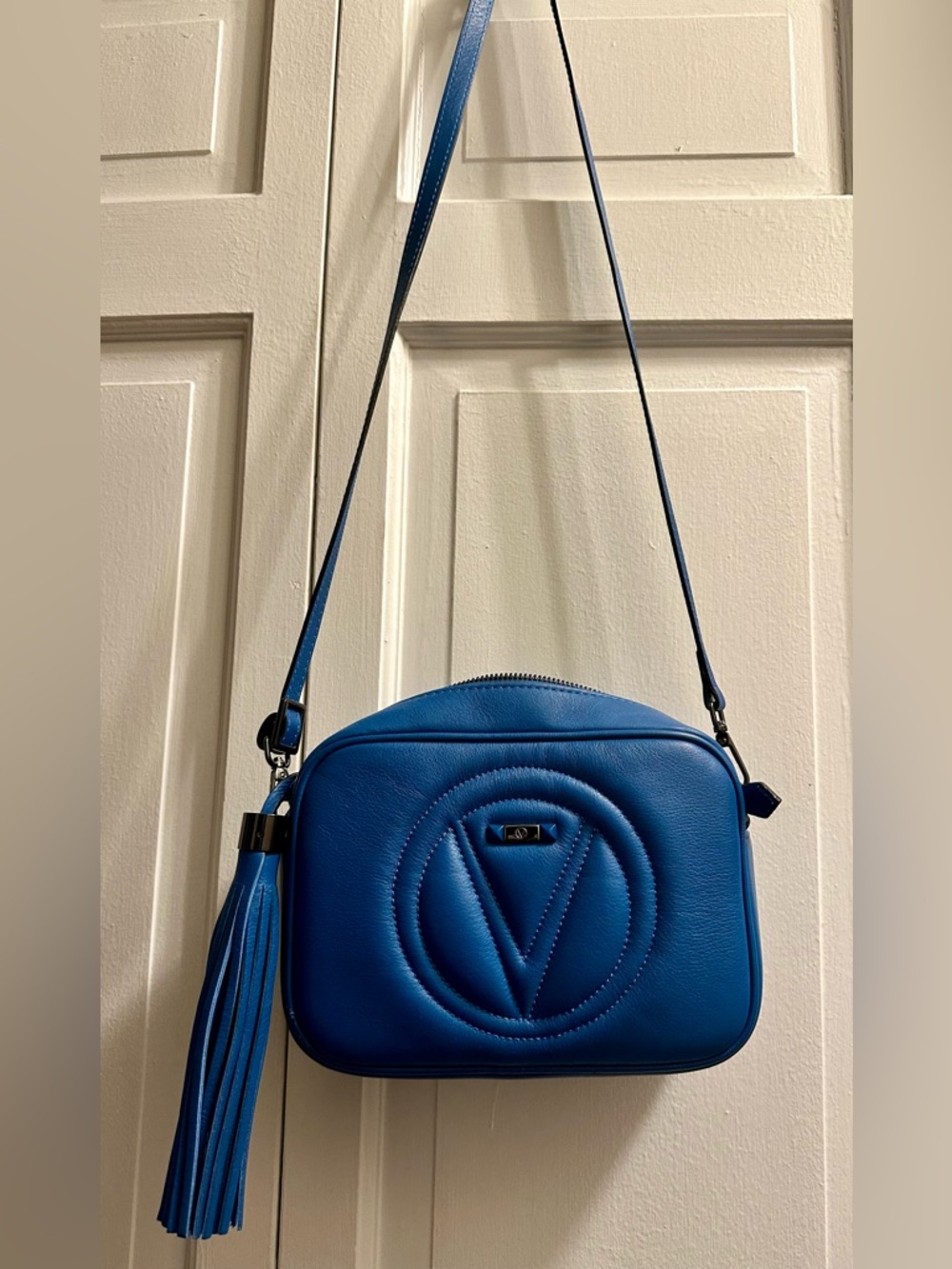 Valentino Blue Leather Crossbody Bag with Tassel